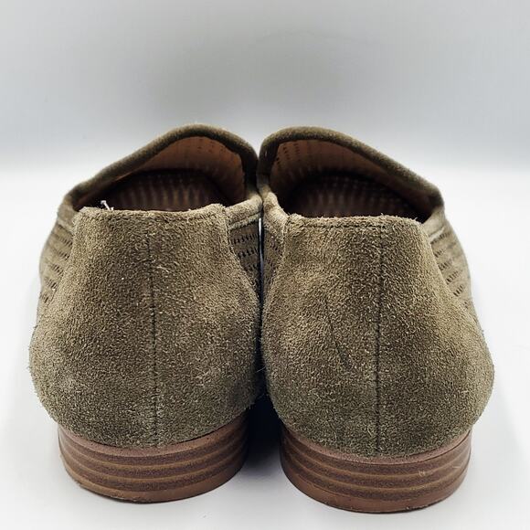 Violet & Red Salem Olive Green Suede Perforated Flat Loafers Women's Size 8 M - Picture 7 of 11